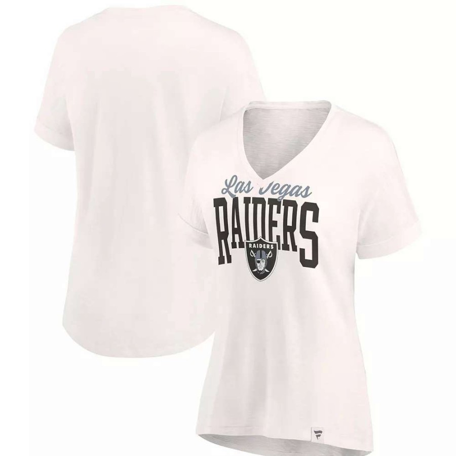 Tops * | Women'S Fanatics Branded Oatmeal Las Vegas Raiders Motivating Force V-Neck T-Shirt