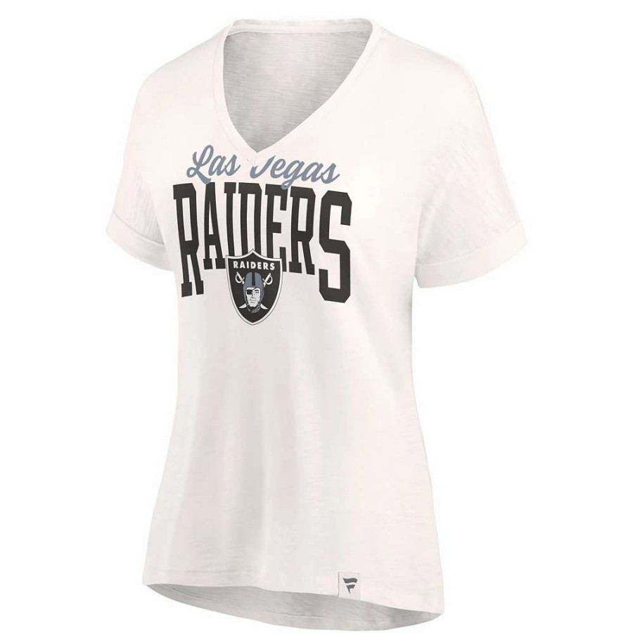 Tops * | Women'S Fanatics Branded Oatmeal Las Vegas Raiders Motivating Force V-Neck T-Shirt