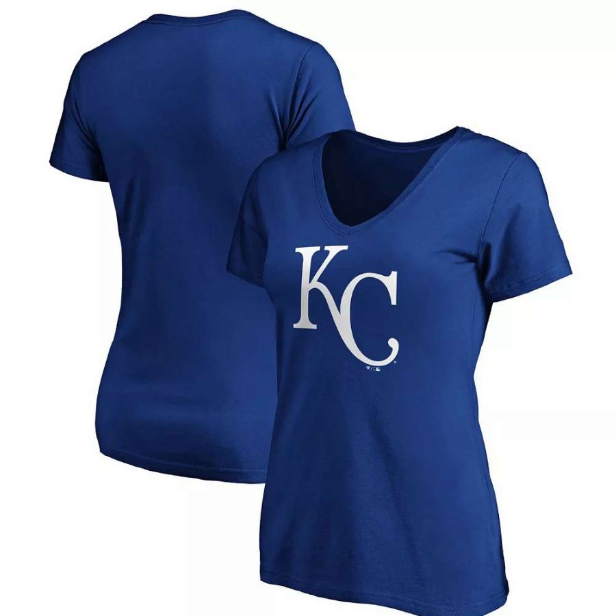 Tops * | Women'S Fanatics Branded Royal Kansas City Royals Plus Size Core Official Logo V-Neck T-Shirt