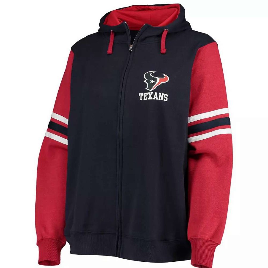 Tops * | Women'S Fanatics Branded Navy/Red Houston Texans Plus Size Primary Logo Script Full-Zip Hoodie