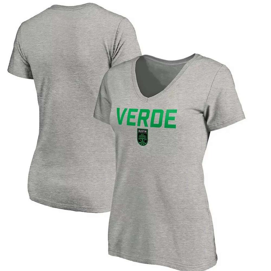 Tops * | Women'S Fanatics Branded Heather Gray Austin Fc Verde V-Neck T-Shirt