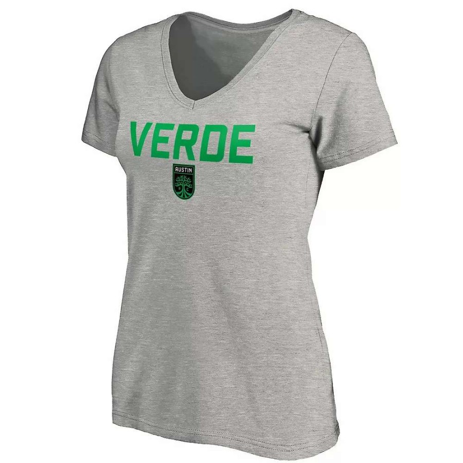 Tops * | Women'S Fanatics Branded Heather Gray Austin Fc Verde V-Neck T-Shirt