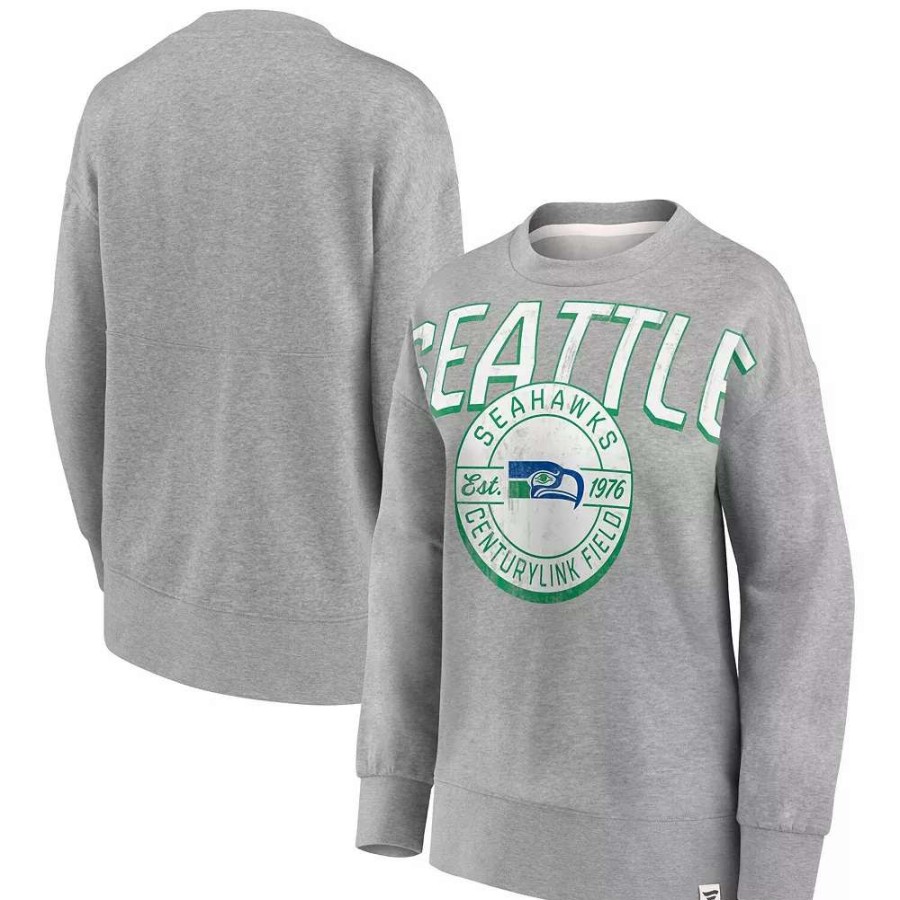 Tops * | Women'S Fanatics Branded Heathered Gray Seattle Seahawks Jump Distribution Tri-Blend Pullover Sweatshirt