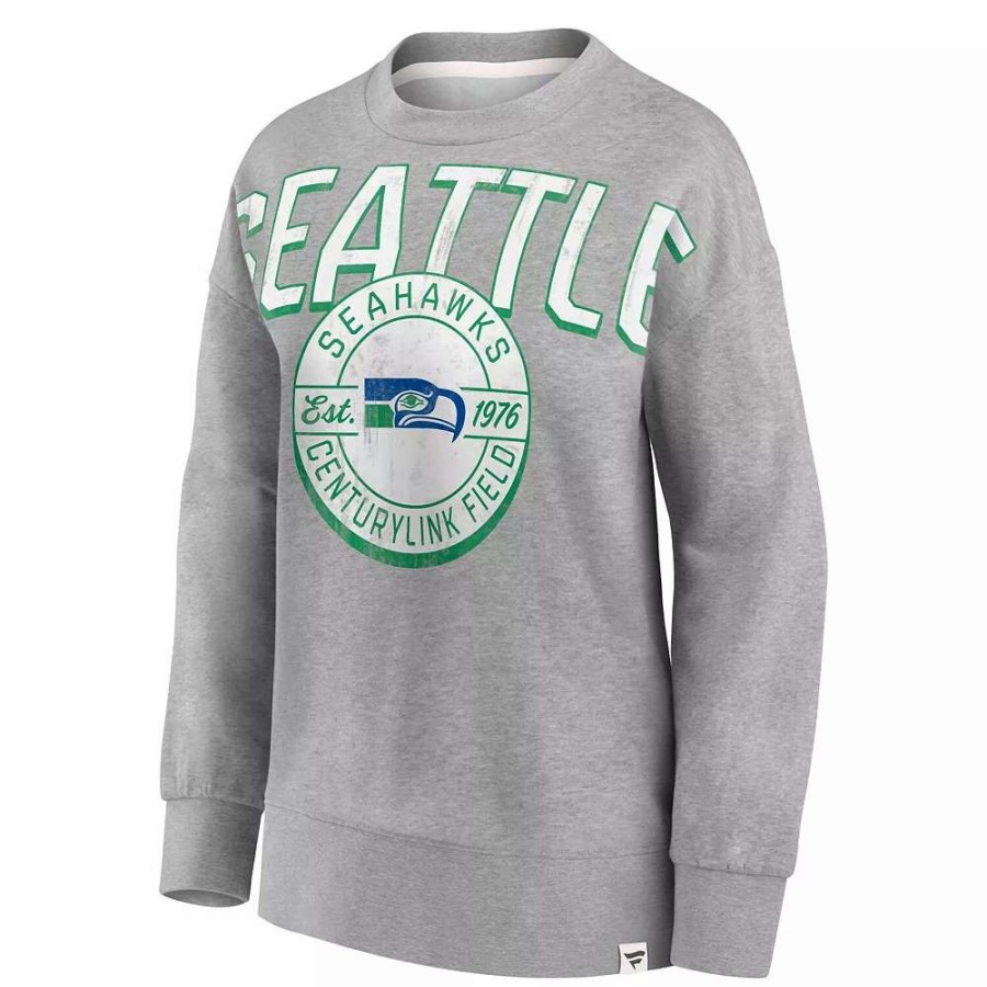 Tops * | Women'S Fanatics Branded Heathered Gray Seattle Seahawks Jump Distribution Tri-Blend Pullover Sweatshirt