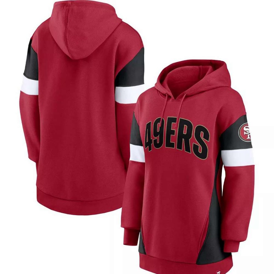 Tops * | Women'S Fanatics Branded Scarlet/Black San Francisco 49Ers Lock It Down Pullover Hoodie