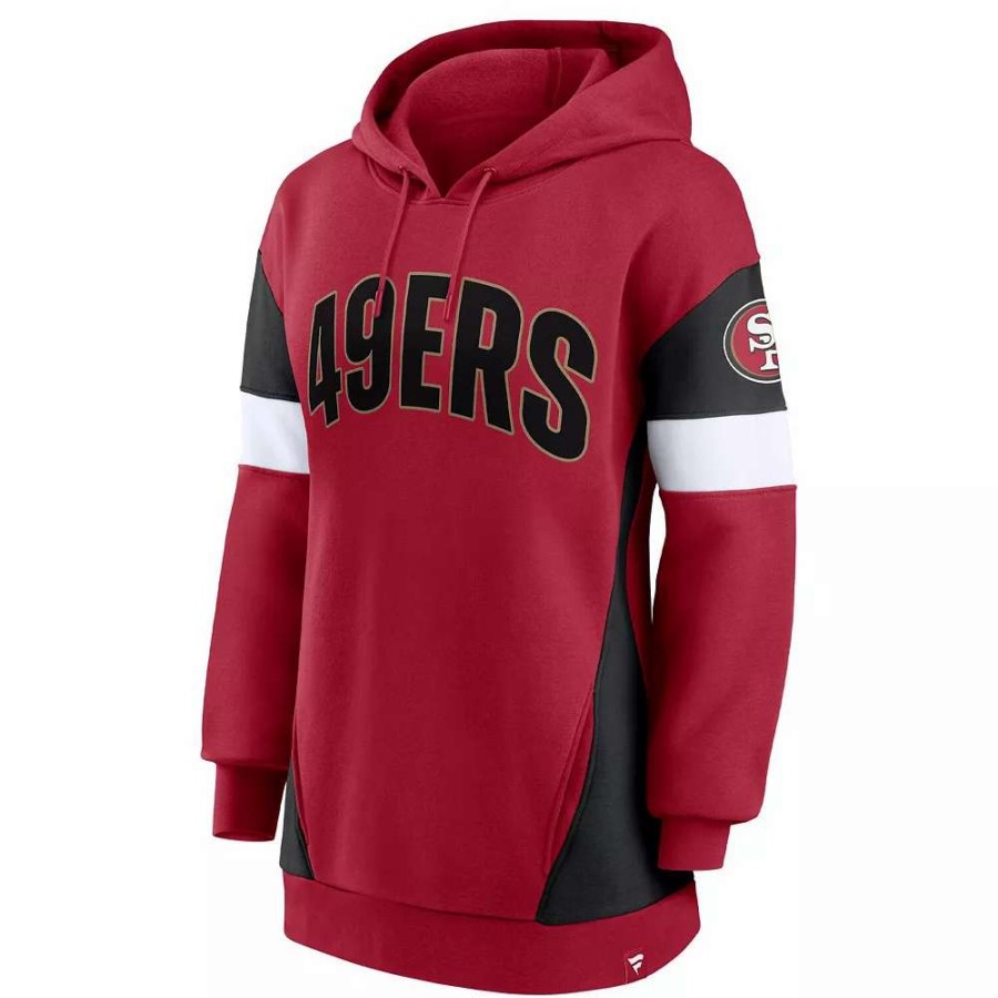 Tops * | Women'S Fanatics Branded Scarlet/Black San Francisco 49Ers Lock It Down Pullover Hoodie