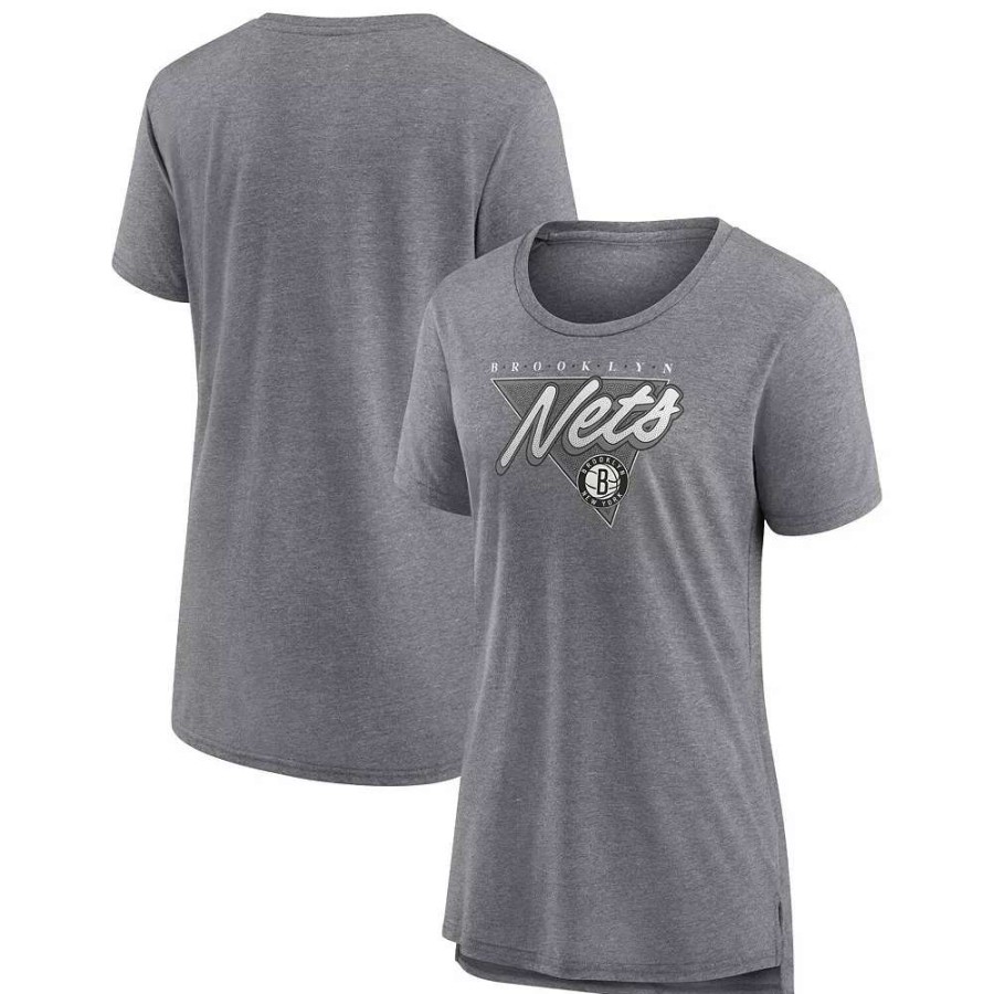 Tops * | Women'S Fanatics Branded Heathered Gray Brooklyn Nets True Classics Tri-Blend T-Shirt