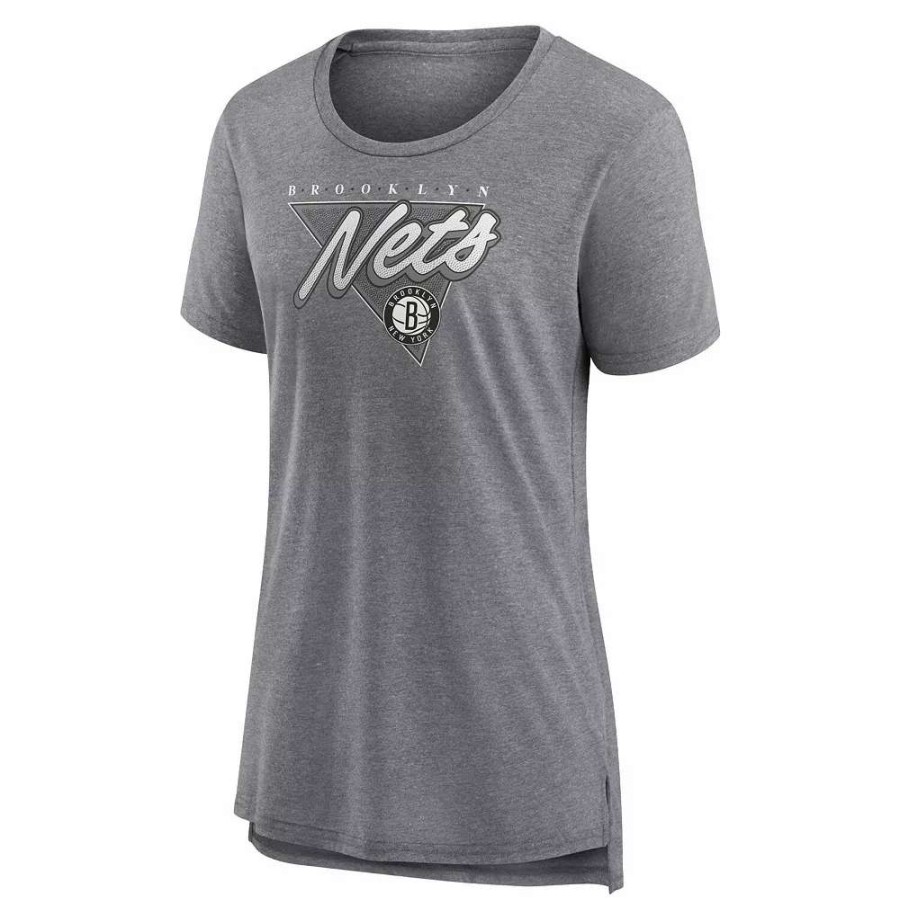 Tops * | Women'S Fanatics Branded Heathered Gray Brooklyn Nets True Classics Tri-Blend T-Shirt