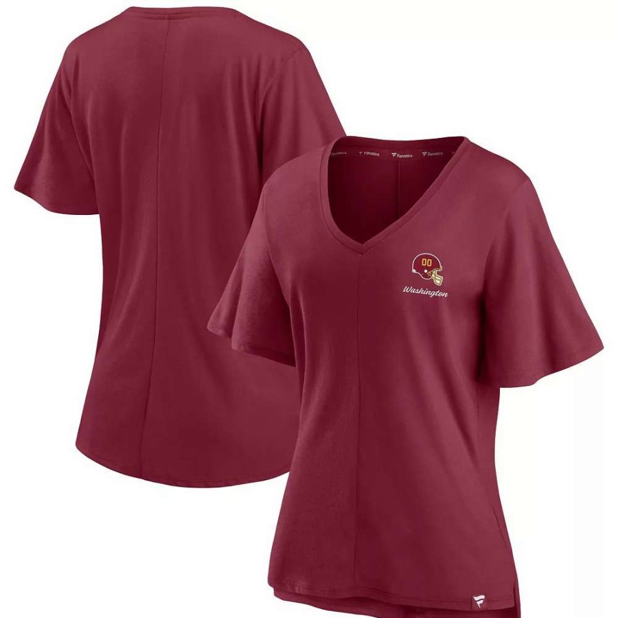 Tops * | Women'S Fanatics Branded Burgundy Washington Football Team Southpaw Flutter V-Neck T-Shirt