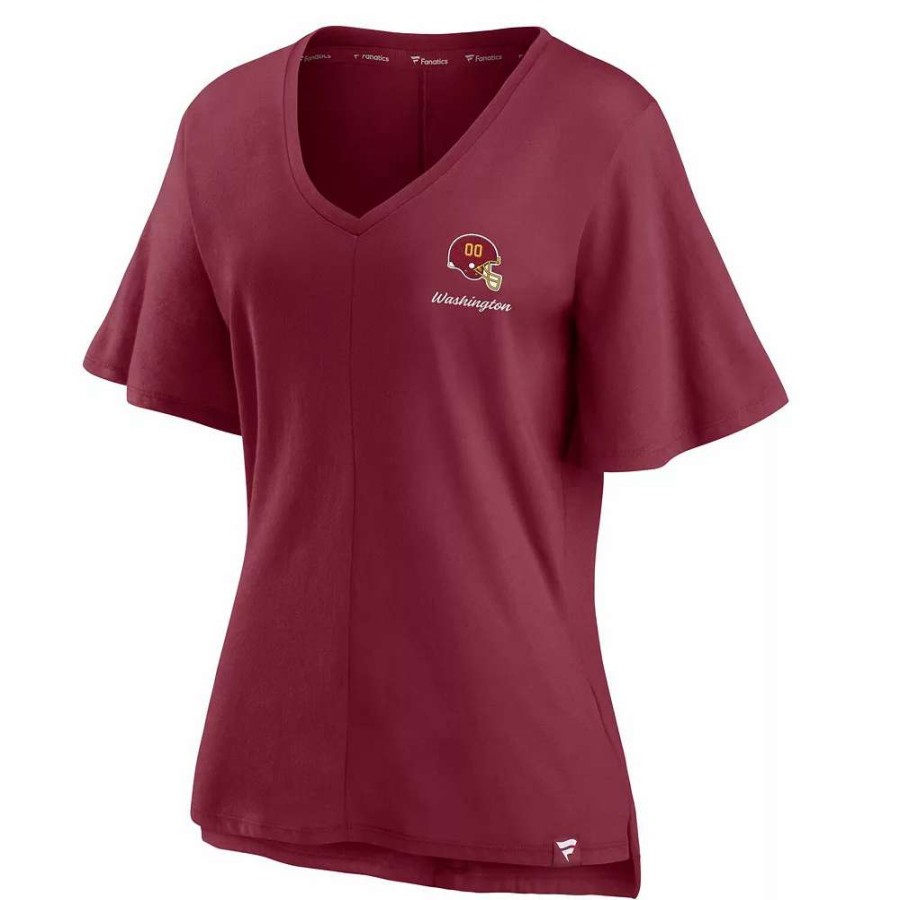 Tops * | Women'S Fanatics Branded Burgundy Washington Football Team Southpaw Flutter V-Neck T-Shirt