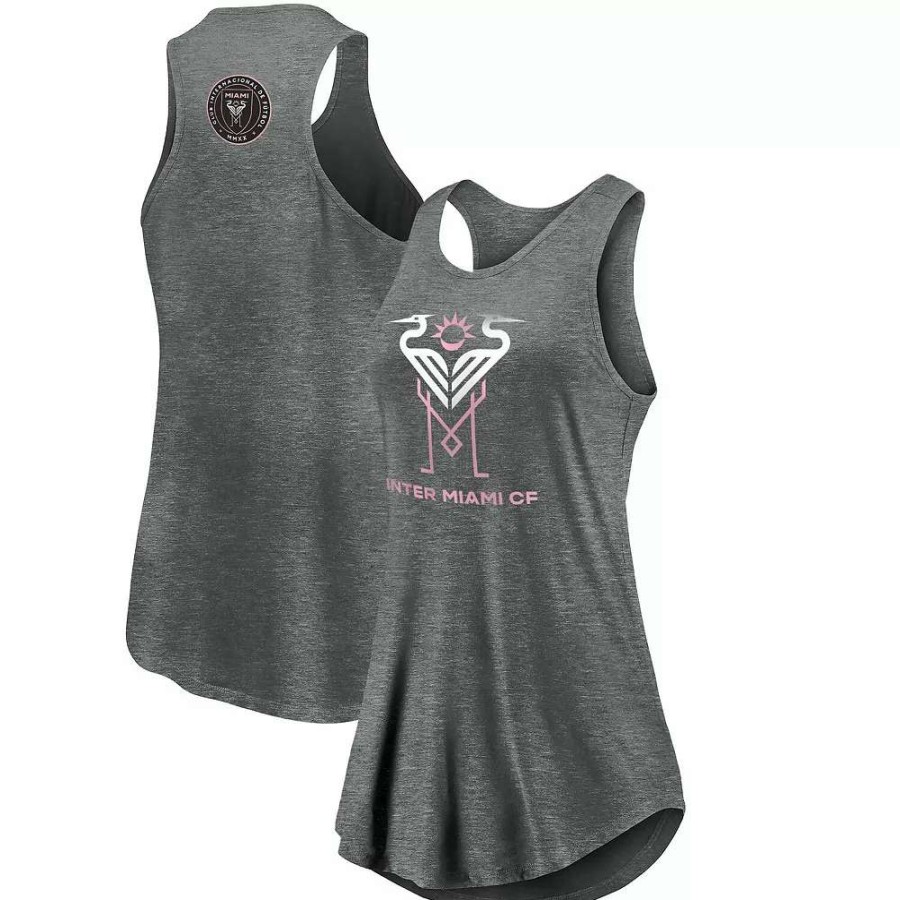 Tops * | Women'S Fanatics Branded Heathered Gray Inter Miami Cf Create Your Reality Swing Tank Top