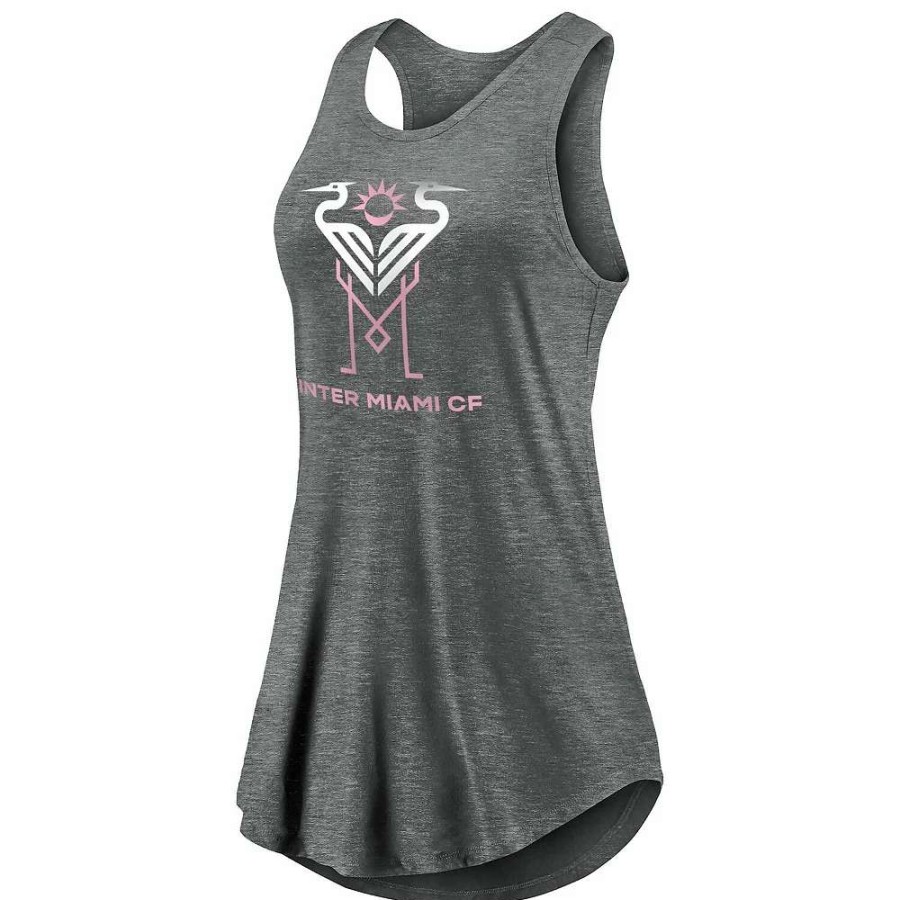 Tops * | Women'S Fanatics Branded Heathered Gray Inter Miami Cf Create Your Reality Swing Tank Top