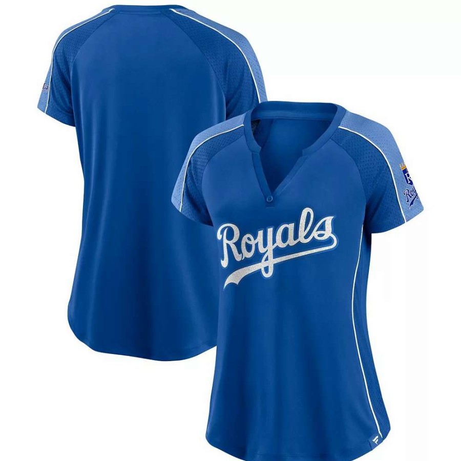 Tops * | Women'S Fanatics Branded Royal/Light Blue Kansas City Royals True Classic League Diva Pinstripe Raglan V-Neck T-Shirt