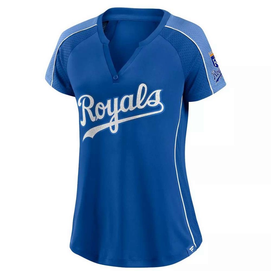 Tops * | Women'S Fanatics Branded Royal/Light Blue Kansas City Royals True Classic League Diva Pinstripe Raglan V-Neck T-Shirt