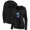 Tops * | Women'S Fanatics Branded Black Seattle Kraken Primary Logo V-Neck Pullover Hoodie