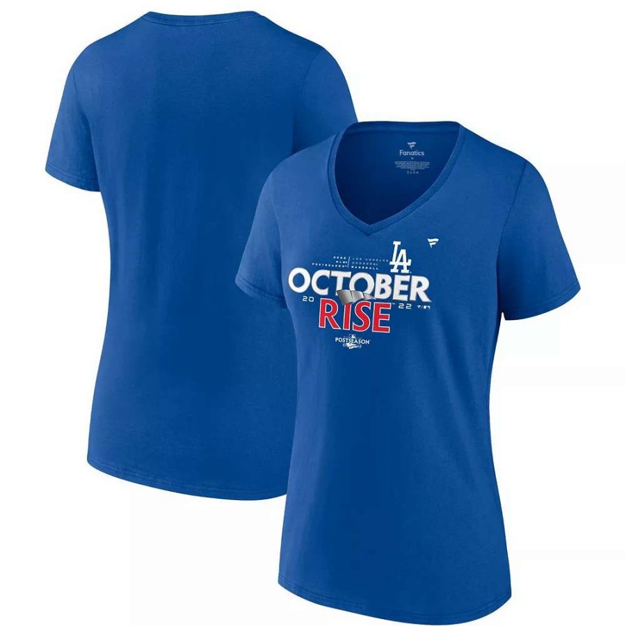 Tops * | Women'S Fanatics Branded Royal Los Angeles Dodgers 2022 Postseason Locker Room V-Neck T-Shirt