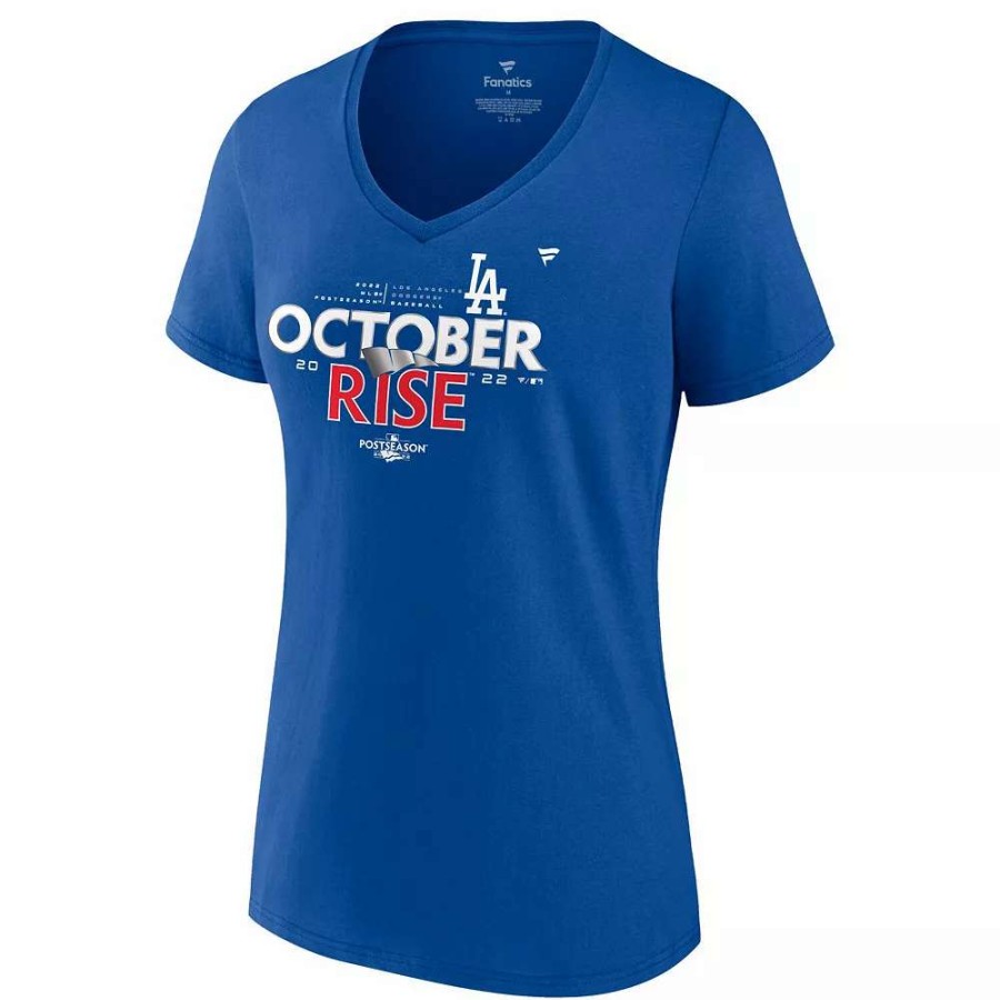 Tops * | Women'S Fanatics Branded Royal Los Angeles Dodgers 2022 Postseason Locker Room V-Neck T-Shirt