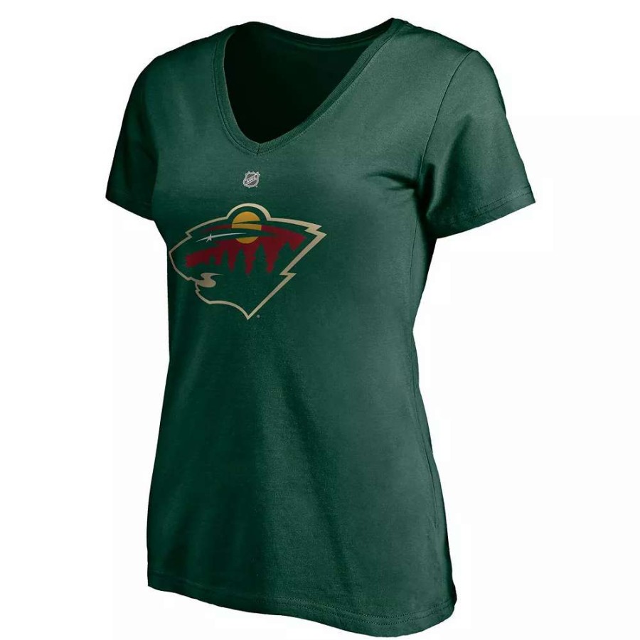 Tops * | Women'S Fanatics Branded Kirill Kaprizov Green Minnesota Wild Authentic Stack Name & Number V-Neck T-Shirt