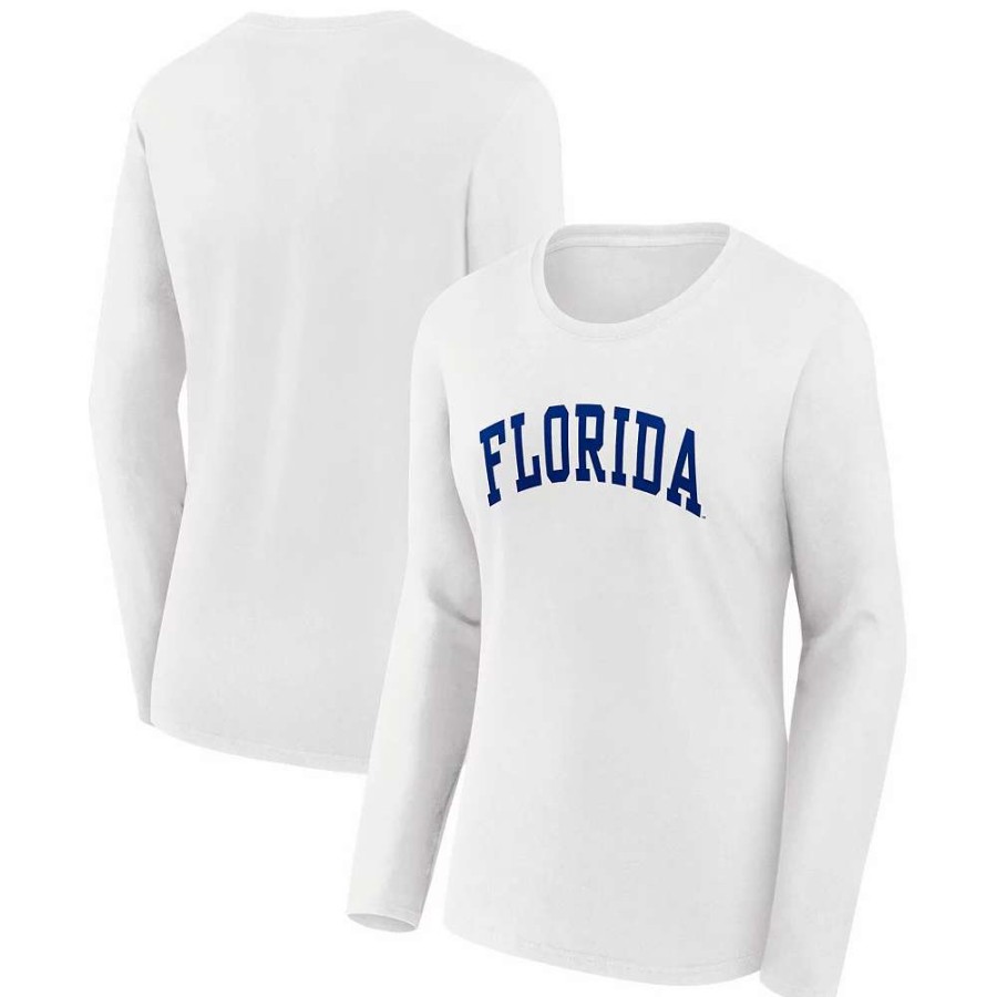 Tops * | Women'S Fanatics Branded White Florida Gators Logo Arch Long Sleeve T-Shirt