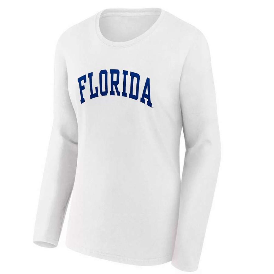 Tops * | Women'S Fanatics Branded White Florida Gators Logo Arch Long Sleeve T-Shirt