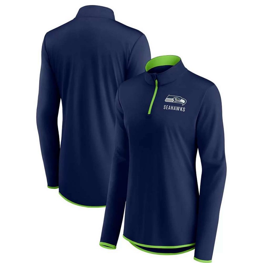 Outerwear * | Women'S Fanatics Branded College Navy Seattle Seahawks Worth The Drive Quarter-Zip Top