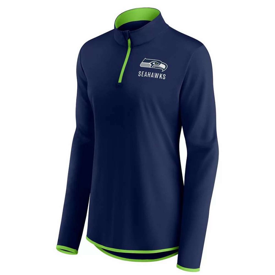 Outerwear * | Women'S Fanatics Branded College Navy Seattle Seahawks Worth The Drive Quarter-Zip Top