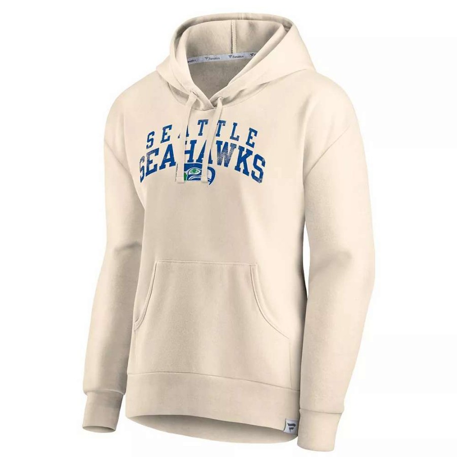 Tops * | Women'S Fanatics Branded Cream Seattle Seahawks Spring Jump Signature Fleece Pullover Hoodie