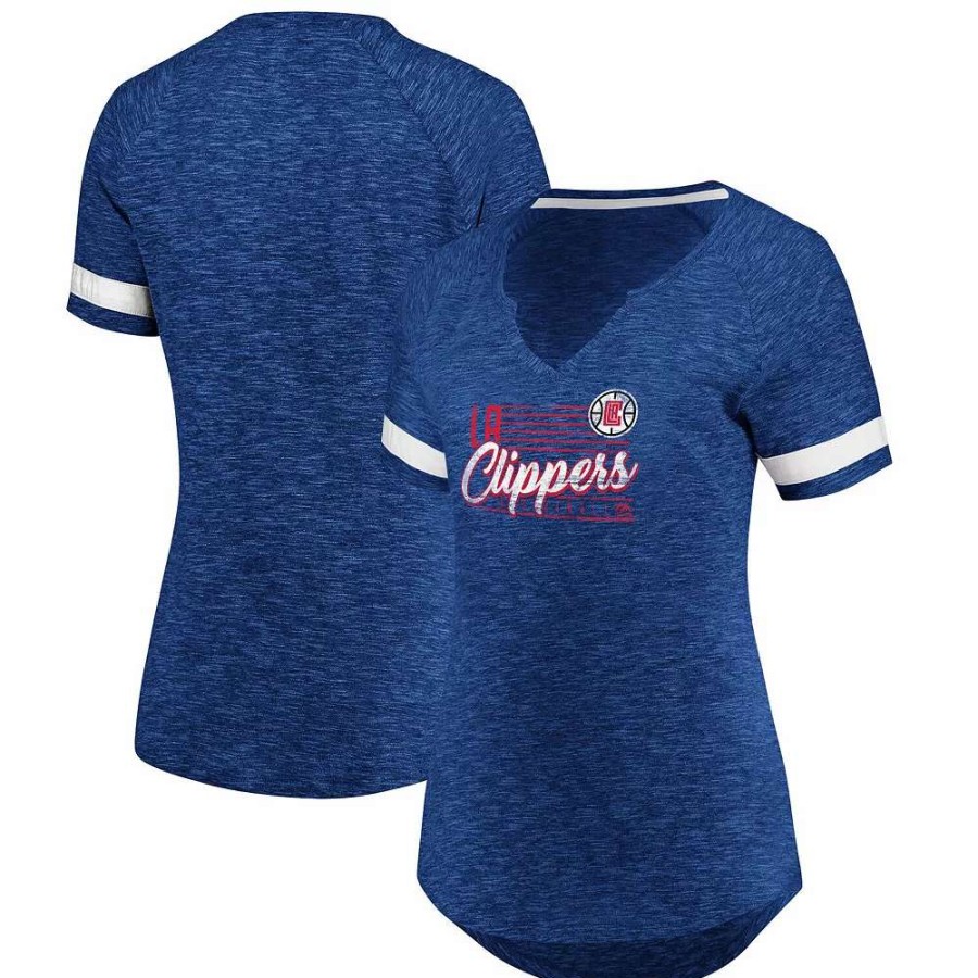 Tops * | Women'S Fanatics Branded Royal/White La Clippers Showtime Winning With Pride Notch Neck T-Shirt