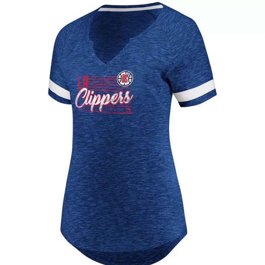 Tops * | Women'S Fanatics Branded Royal/White La Clippers Showtime Winning With Pride Notch Neck T-Shirt