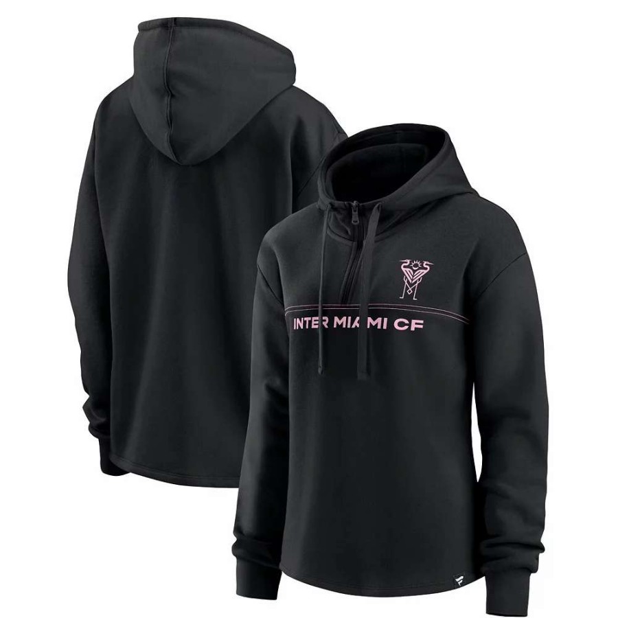 Tops * | Women'S Fanatics Branded Black Inter Miami Cf Fleece Quarter-Zip Hoodie