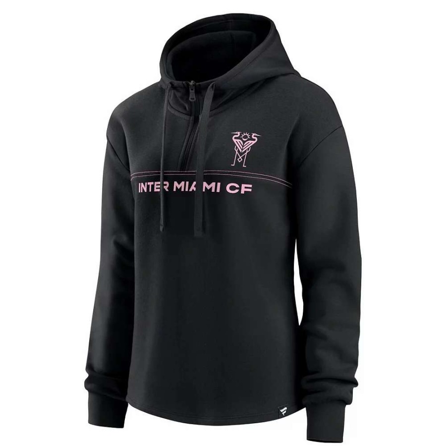 Tops * | Women'S Fanatics Branded Black Inter Miami Cf Fleece Quarter-Zip Hoodie