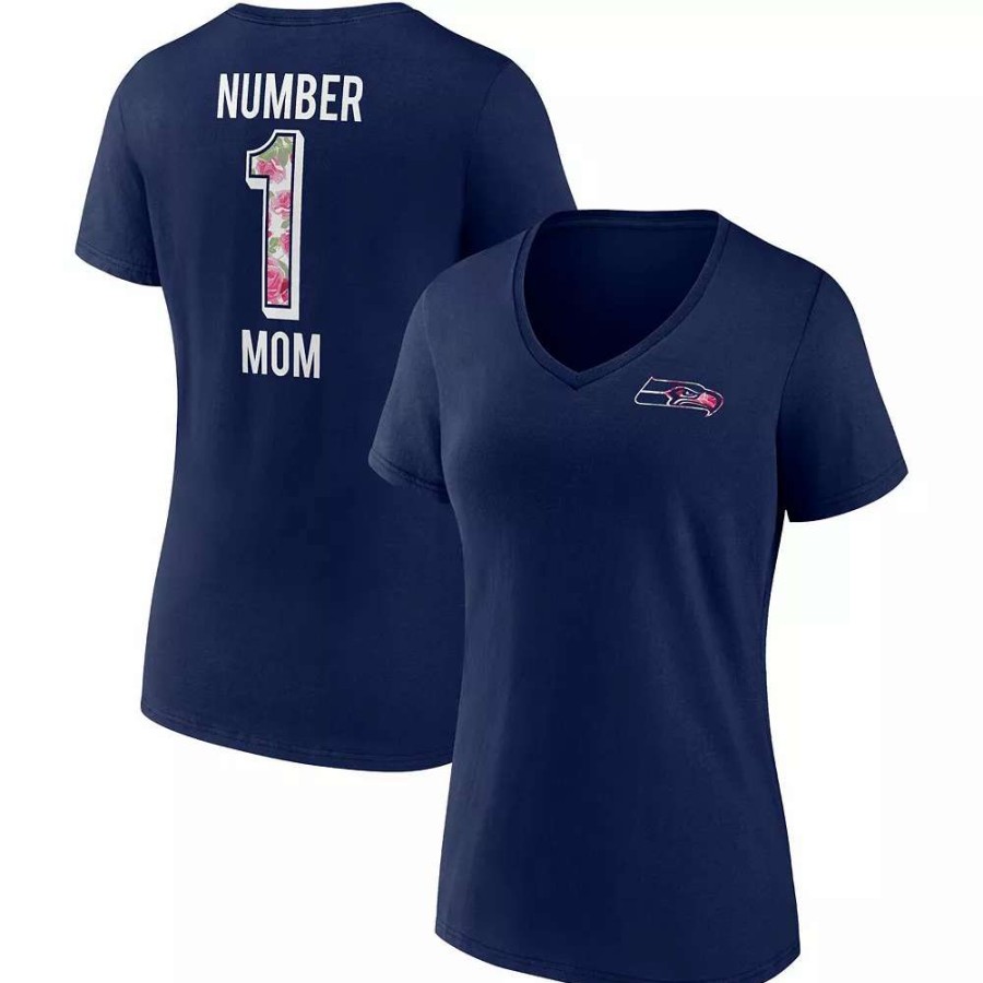 Tops * | Women'S Fanatics Branded College Navy Seattle Seahawks Team Mother'S Day V-Neck T-Shirt