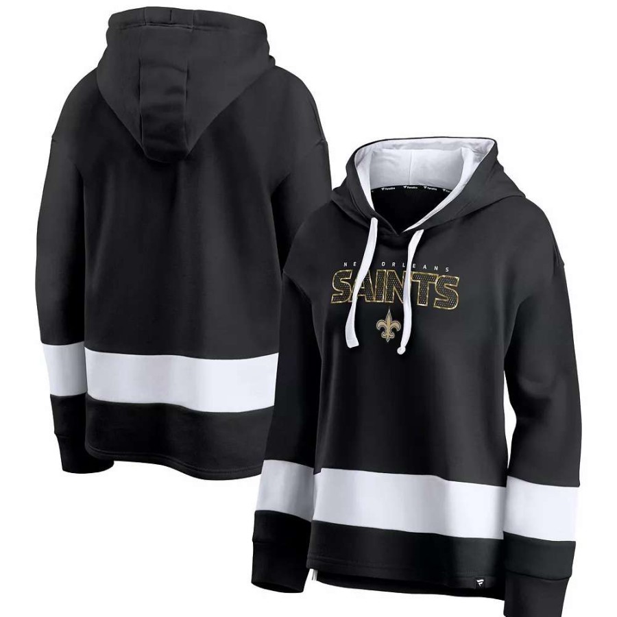 Tops * | Women'S Fanatics Branded Black/White New Orleans Saints Colors Of Pride Colorblock Pullover Hoodie