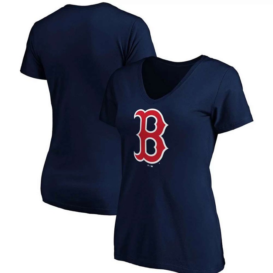 Tops * | Women'S Fanatics Branded Navy Boston Red Sox Core Official Logo V-Neck T-Shirt