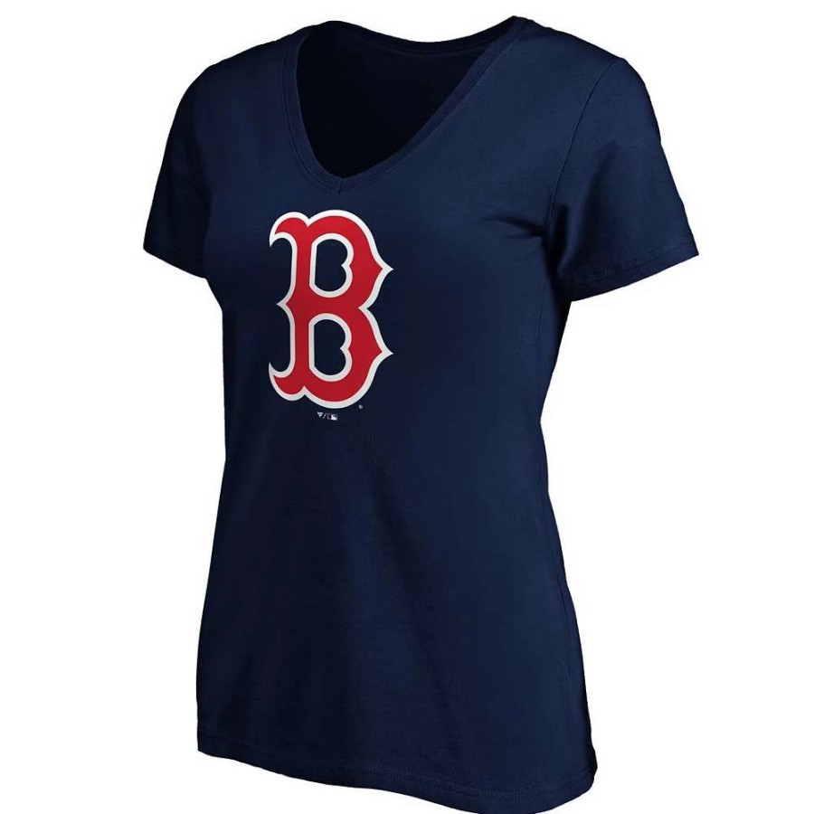 Tops * | Women'S Fanatics Branded Navy Boston Red Sox Core Official Logo V-Neck T-Shirt