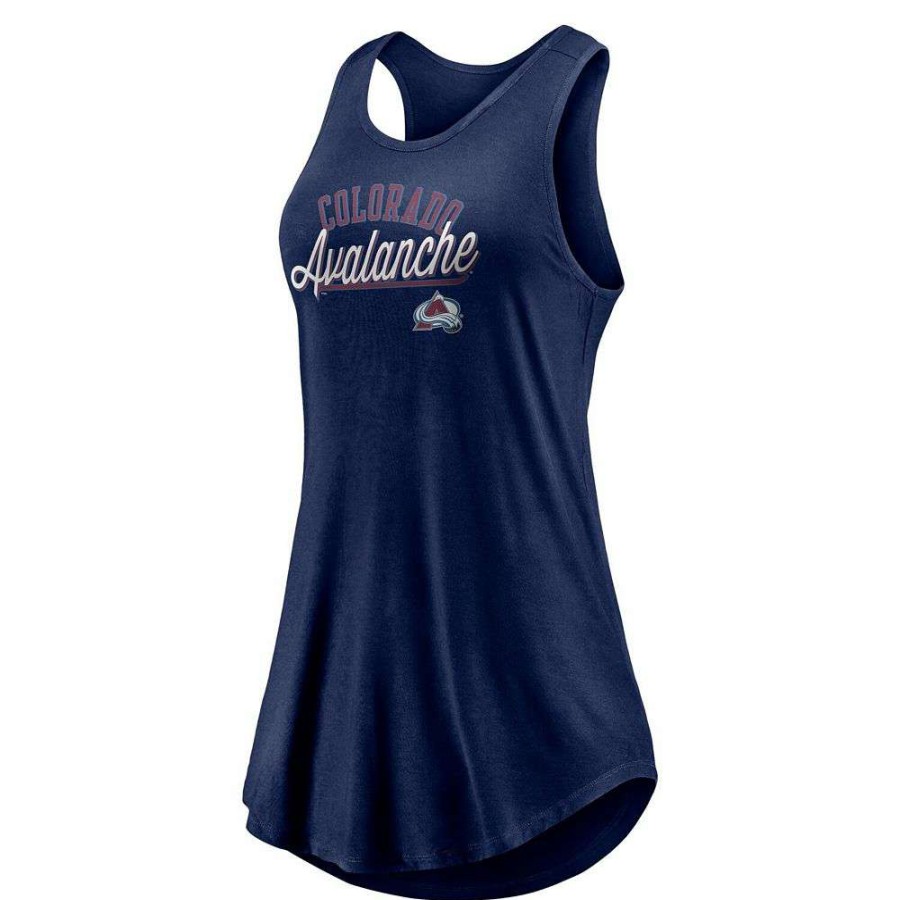 Tops * | Women'S Fanatics Branded Navy Colorado Avalanche Simplicity Swing Racerback Scoop Neck Tank Top