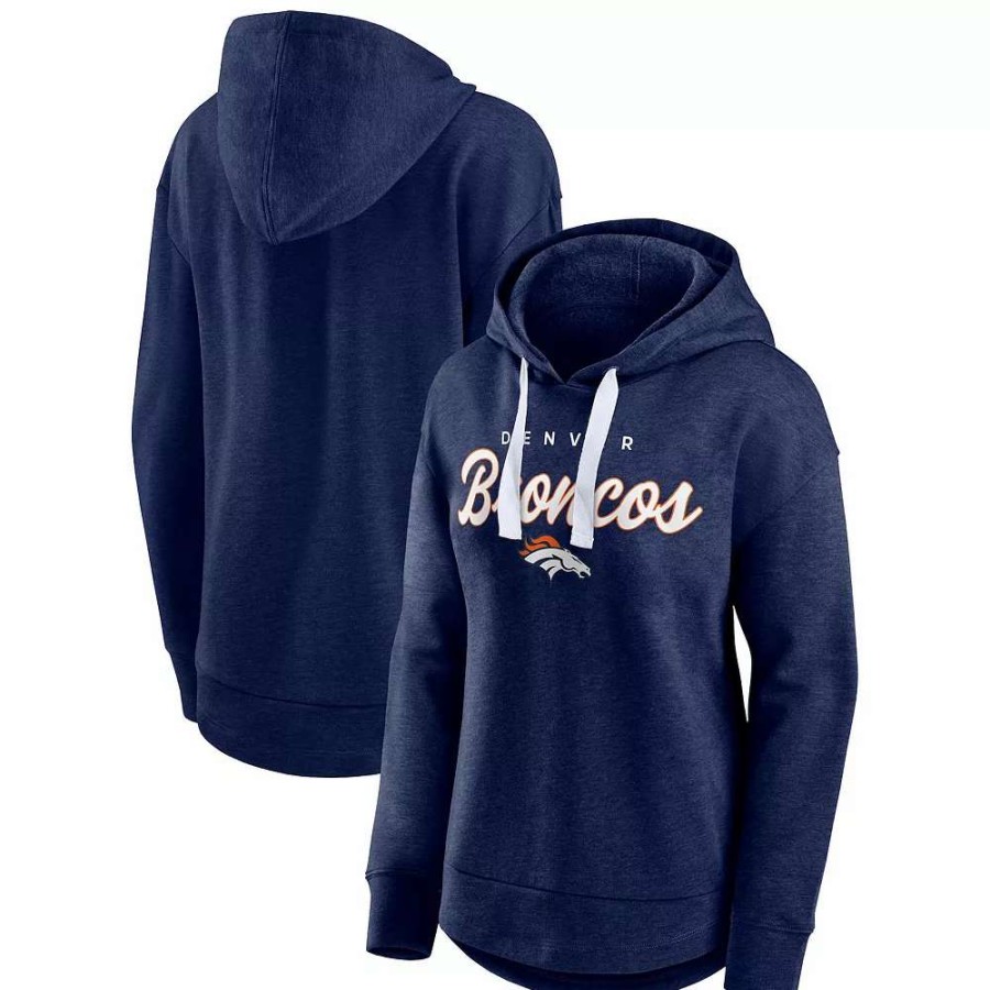 Tops * | Women'S Fanatics Branded Heather Navy Denver Broncos Set To Fly Pullover Hoodie