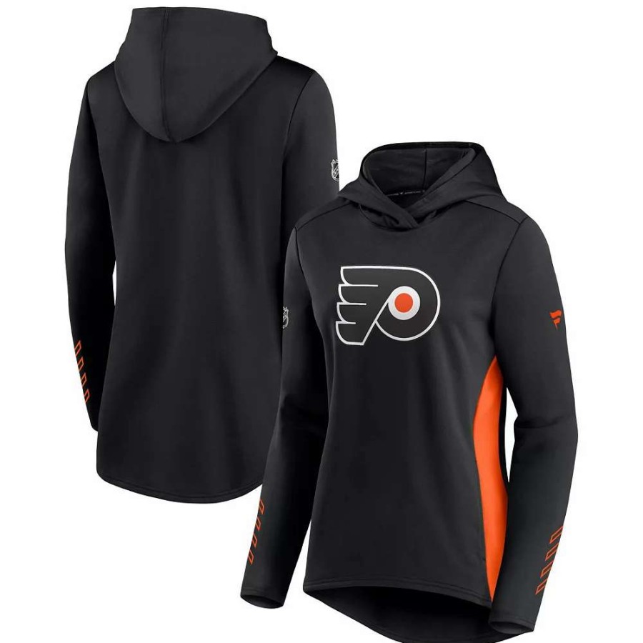 Tops * | Women'S Fanatics Branded Black/Orange Philadelphia Flyers Authentic Pro Locker Room Pullover Hoodie