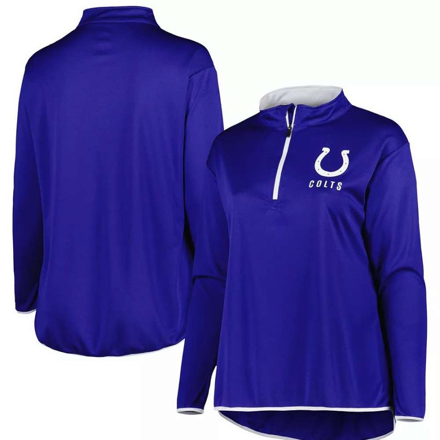 Tops * | Women'S Fanatics Branded Royal Indianapolis Colts Plus Size Worth The Drive Quarter-Zip Top