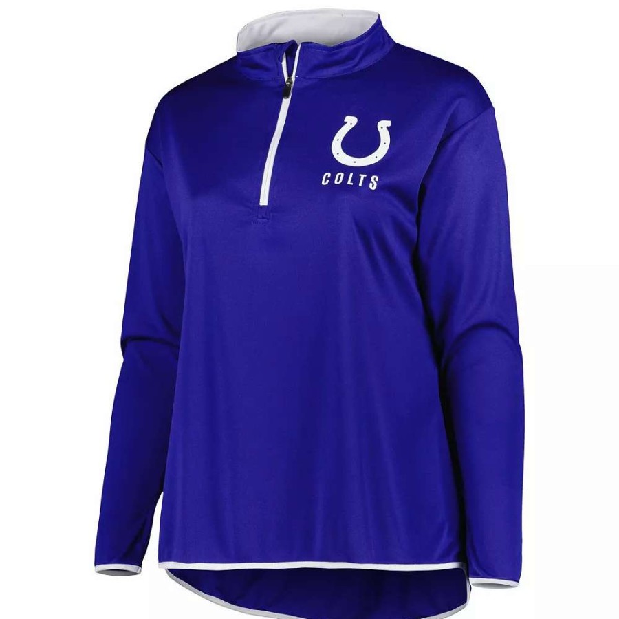 Tops * | Women'S Fanatics Branded Royal Indianapolis Colts Plus Size Worth The Drive Quarter-Zip Top