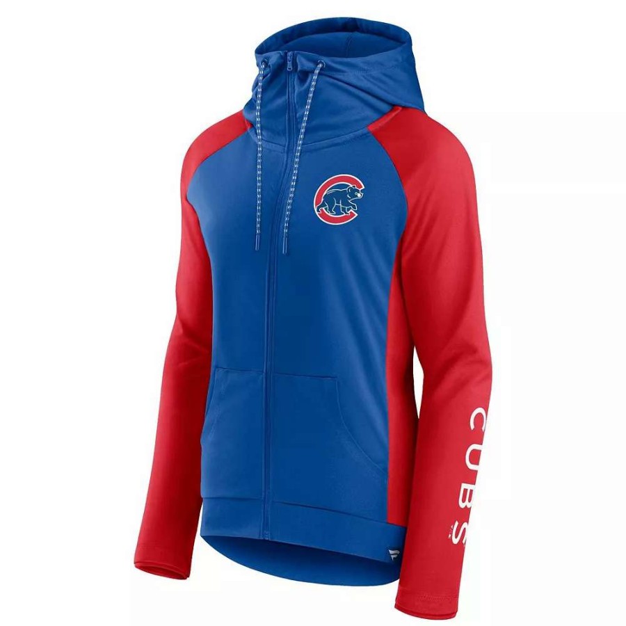 Tops * | Women'S Fanatics Branded Royal/Red Chicago Cubs Iconic Raglan Full-Zip Hoodie