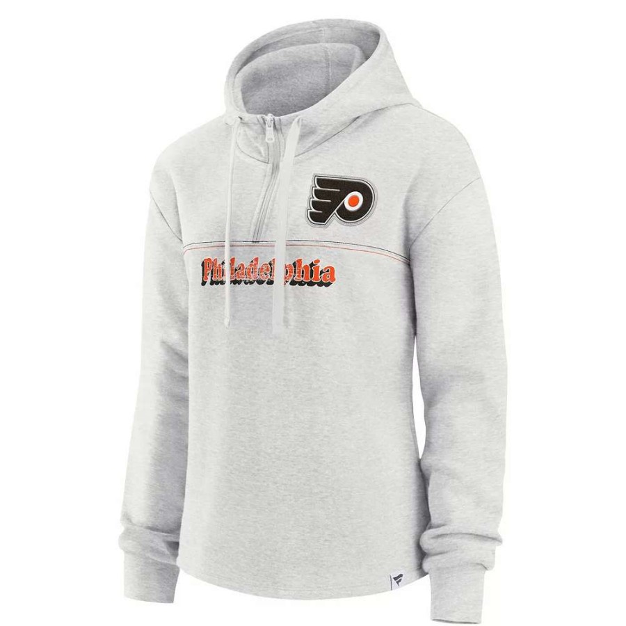 Tops * | Women'S Fanatics Branded Ash Philadelphia Flyers True Classics Legacy Quarter-Zip Hoodie