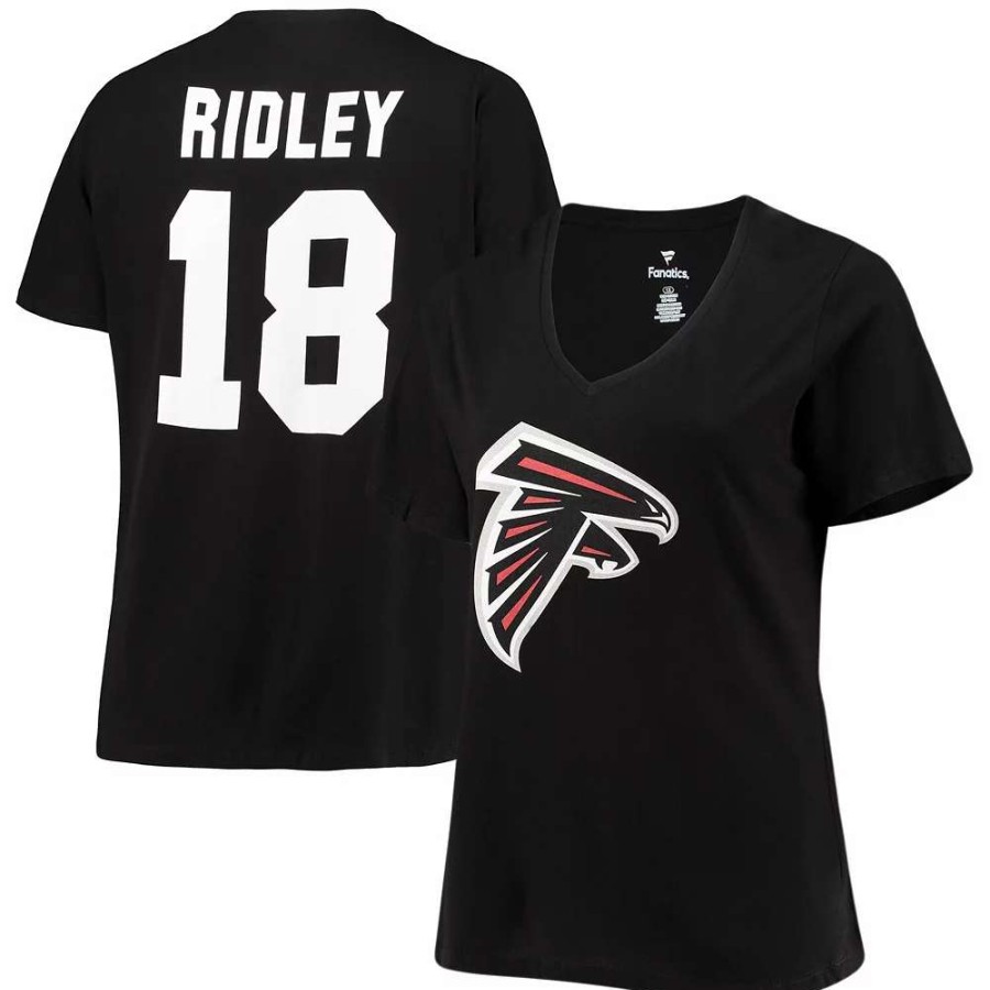 Tops * | Women'S Fanatics Branded Calvin Ridley Black Atlanta Falcons Plus Size Name & Number V-Neck T-Shirt