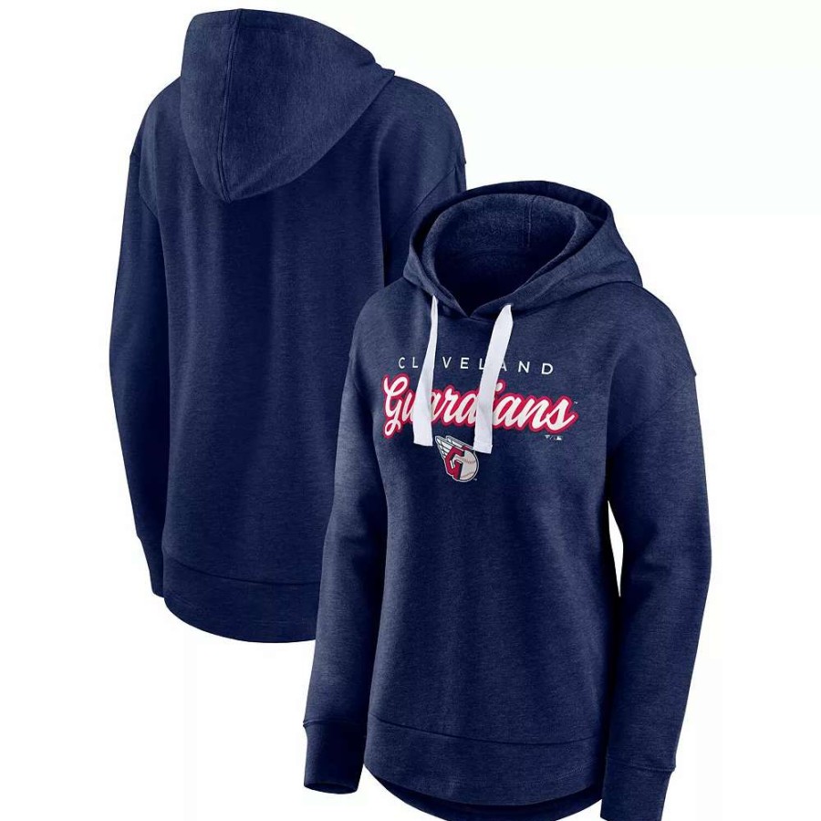 Tops * | Women'S Fanatics Branded Heathered Navy Cleveland Guardians Set To Fly Pullover Hoodie