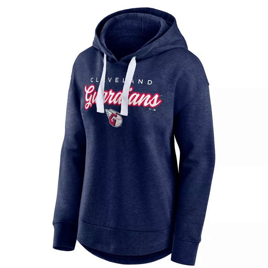 Tops * | Women'S Fanatics Branded Heathered Navy Cleveland Guardians Set To Fly Pullover Hoodie