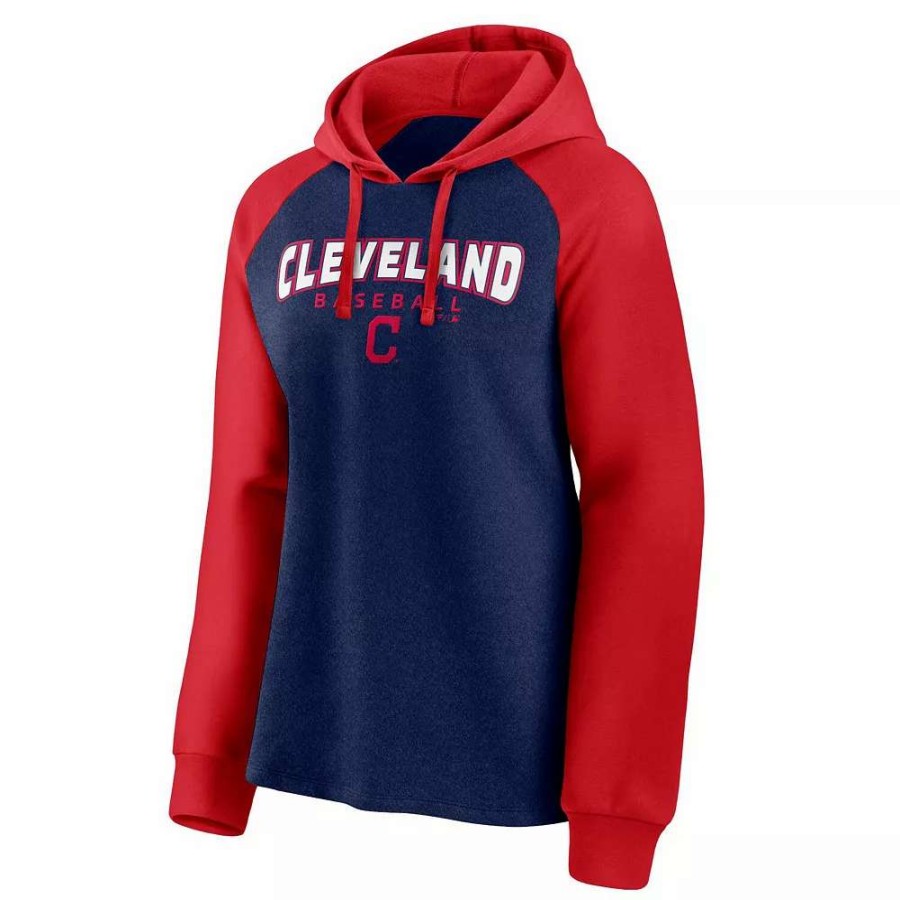 Tops * | Women'S Fanatics Branded Navy/Red Cleveland Indians Recharged Raglan Pullover Hoodie