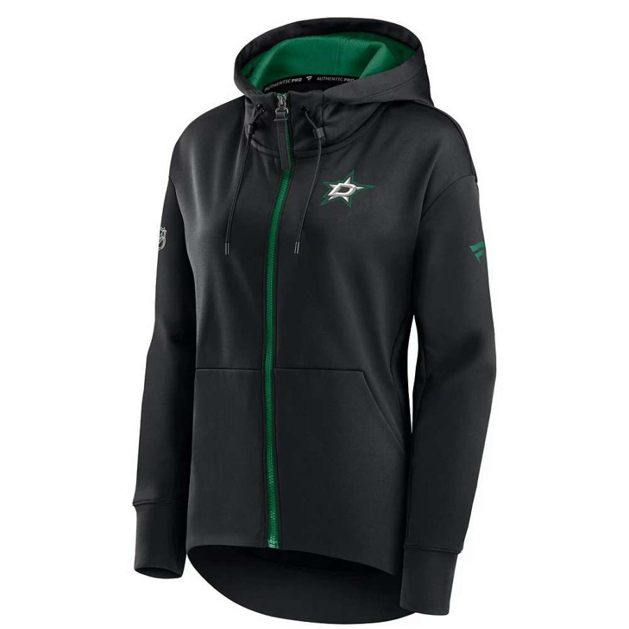 Tops * | Women'S Fanatics Branded Black Dallas Stars Authentic Pro Rink Full-Zip Hoodie