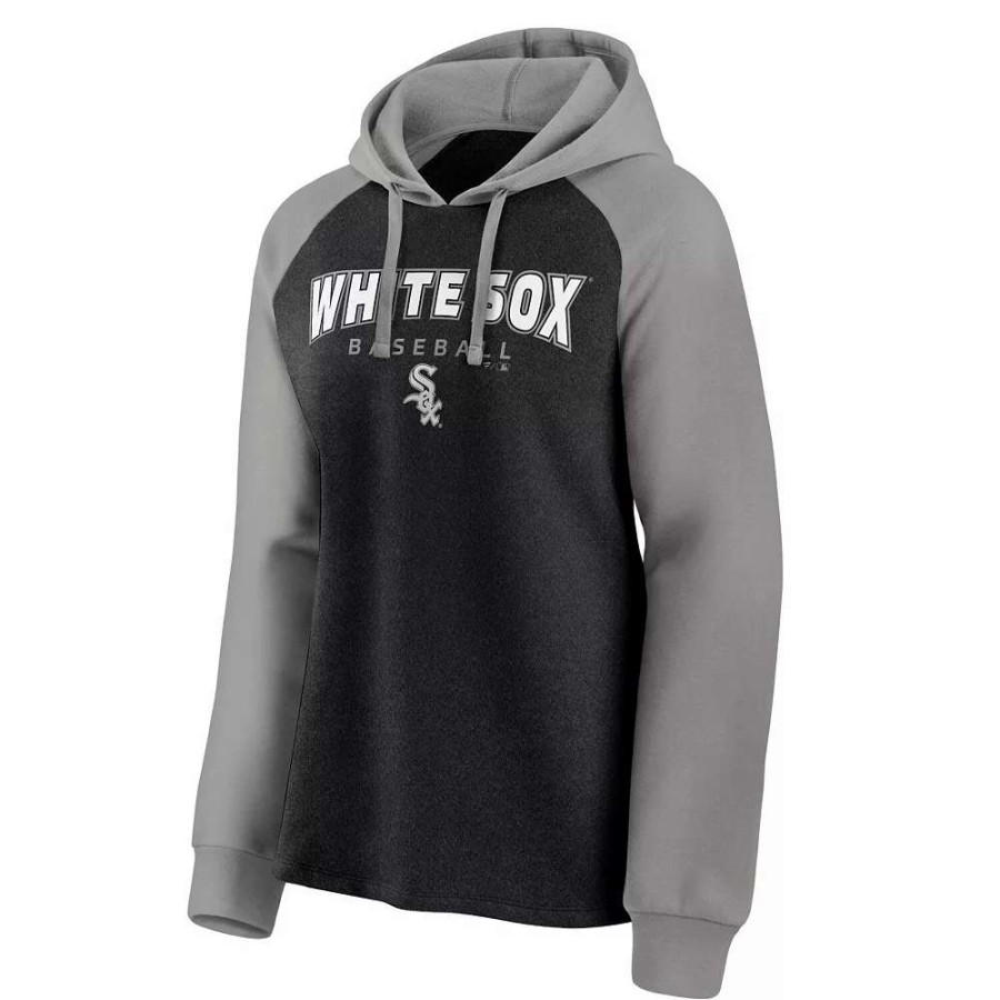 Tops * | Women'S Fanatics Branded Black/Gray Chicago White Sox Recharged Raglan Pullover Hoodie