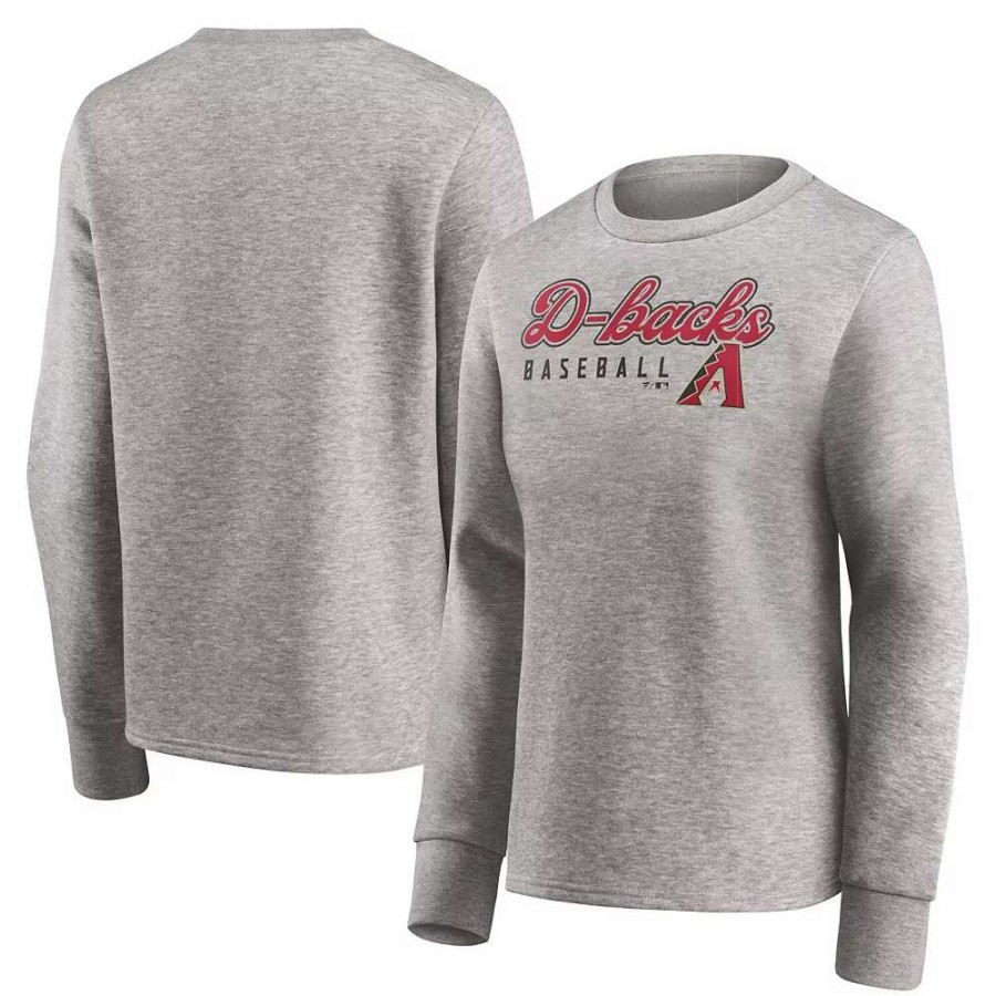 Tops * | Women'S Fanatics Branded Heathered Gray Arizona Diamondbacks Crew Pullover Sweater