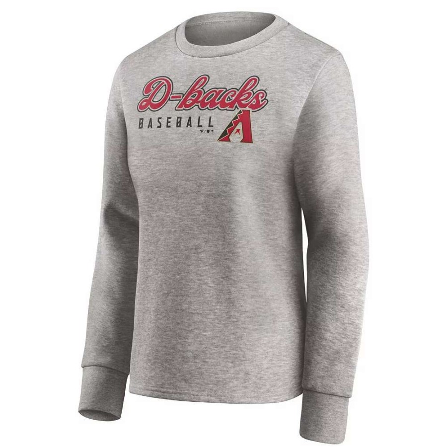 Tops * | Women'S Fanatics Branded Heathered Gray Arizona Diamondbacks Crew Pullover Sweater